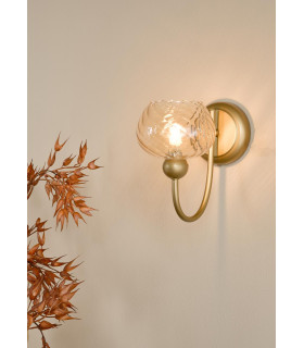 Cognac Wall Light Satin Gold and Champagne Ribbed Glass-2