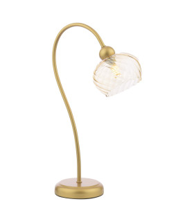 Cognac Table Lamp Satin Gold and Champagne Ribbed Glass-1
