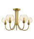Cognac 5 Light Semi-Flush Satin Gold and Champagne Ribbed Glass-5