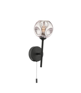 Cohen Wall Light Matt Black With Closed Organic Smoked Glass