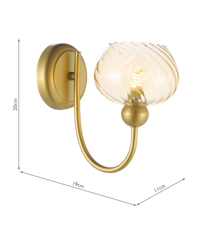Cognac Wall Light Satin Gold and Champagne Ribbed Glass-6