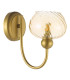 Cognac Wall Light Satin Gold and Champagne Ribbed Glass-7