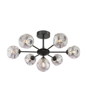 Cohen 7 Light Ceiling Pendant Matt Black With Closed Organic Smoked Glass