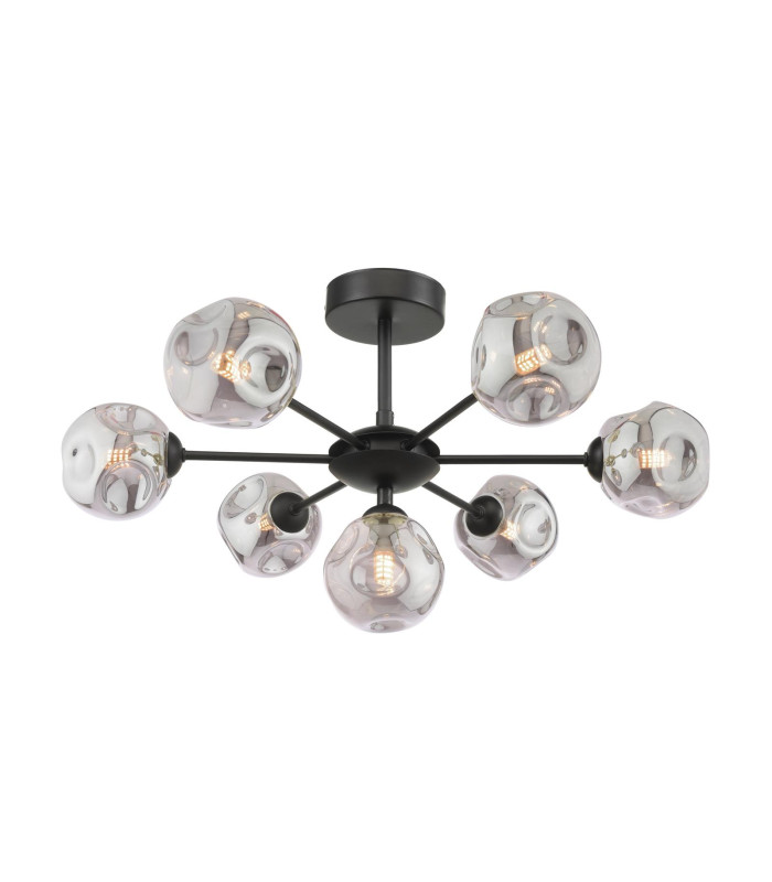 Cohen 7 Light Ceiling Pendant Matt Black With Closed Organic Smoked Glass