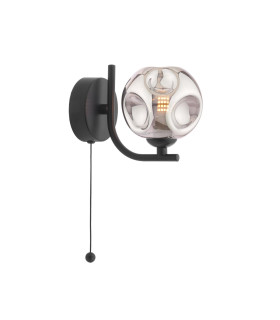 Cradle Wall Light Matt Black With Closed Organic Smoked Glass