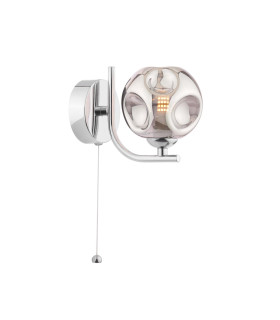 Cradle Wall Light Polished Chrome With Closed Organic Smoked Glass