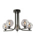 Cradle 5 Light Semi Flush Ceiling Matt Black With Closed Organic Smoked Glass-1
