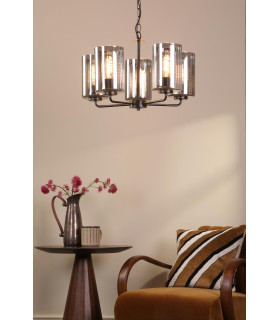 Daylin 5 Light Ceiling Pendant Satin Black and Smoked Ribbed Glass-2