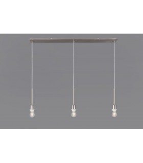 Satin Nickel 3 Light E27 3m Linear Ceiling Pendant, Suitable For A Vast Selection Of Shades - 2