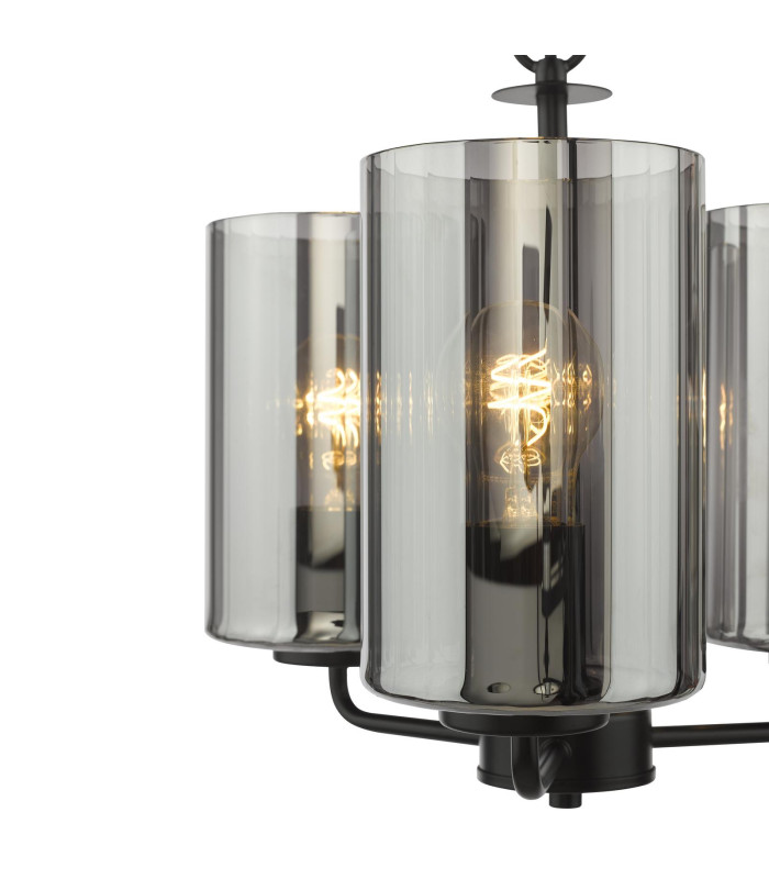 Daylin 3 Light Ceiling Pendant Satin Black and Smoked Ribbed Glass-8