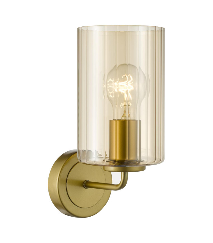 Daylin Wall Light Satin Gold and Amber Ribbed Glass-1
