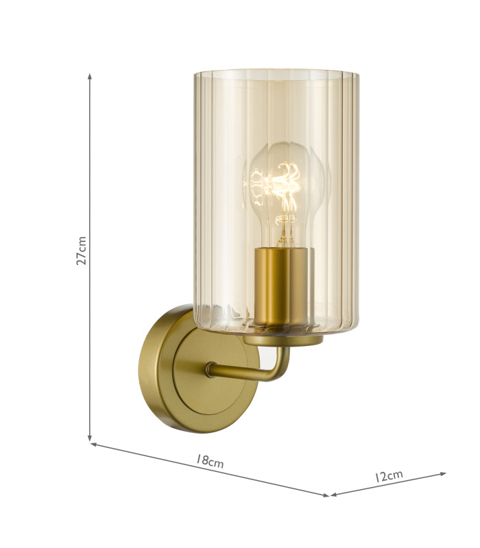 Daylin Wall Light Satin Gold and Amber Ribbed Glass-6