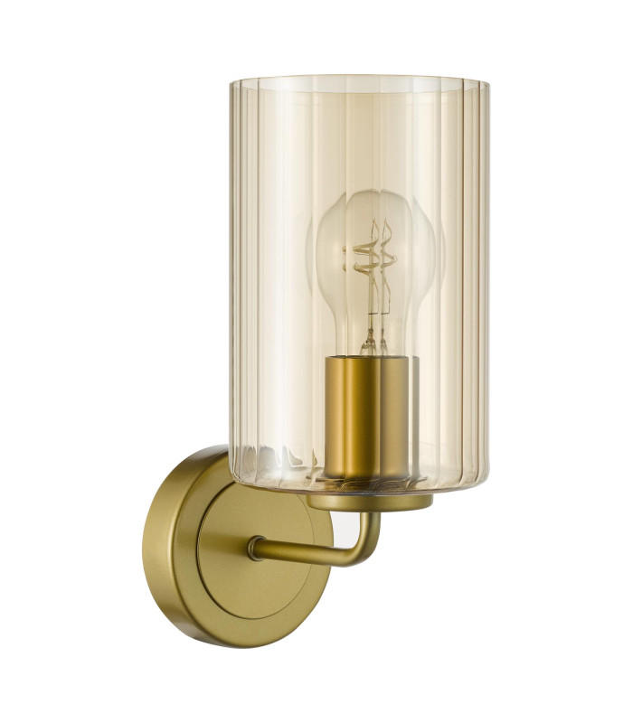 Daylin Wall Light Satin Gold and Amber Ribbed Glass-7