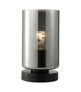 Daylin Table Lamp Satin Black and Smoked Ribbed Glass-1