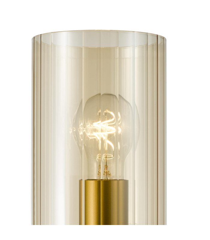 Daylin Wall Light Satin Gold and Amber Ribbed Glass-8