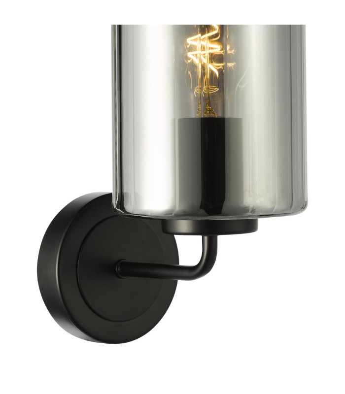 Daylin Wall Light Satin Black and Smoked Ribbed Glass-9