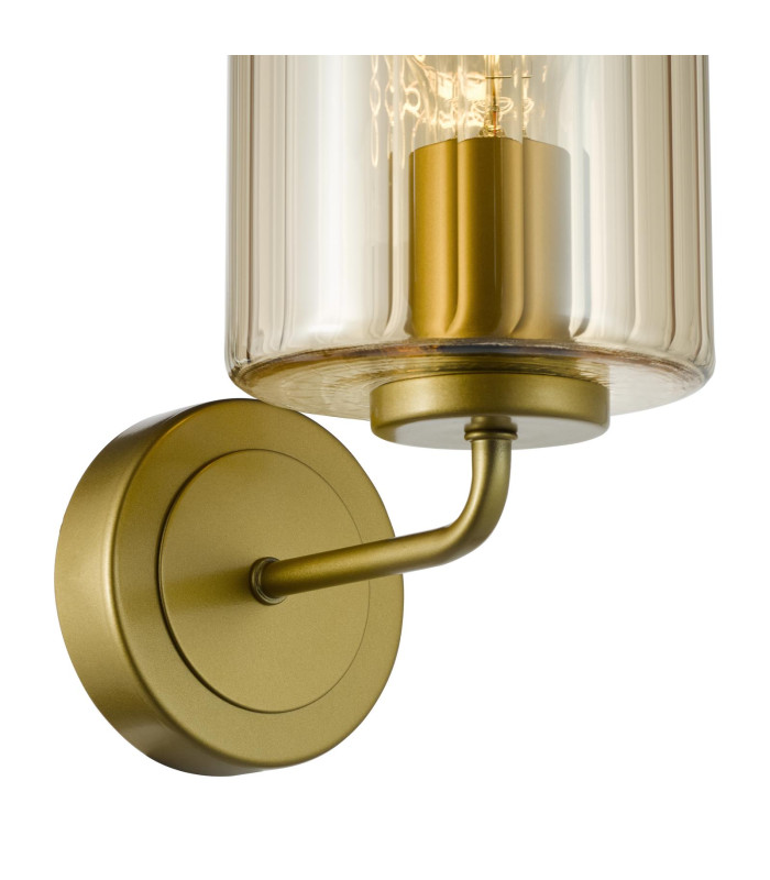 Daylin Wall Light Satin Gold and Amber Ribbed Glass-9
