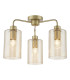 Daylin 3 Light Semi-Flush Satin Gold and Amber Ribbed Glass-1