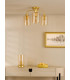 Daylin 3 Light Semi-Flush Satin Gold and Amber Ribbed Glass-3