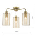 Daylin 3 Light Semi-Flush Satin Gold and Amber Ribbed Glass-4