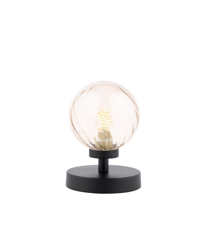 Esben Touch Table Lamp Matt Black With Twisted Amber Glass