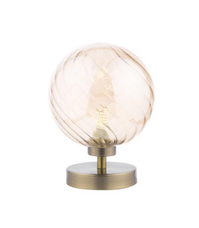 Esben Touch Table Lamp Antique Brass With Twisted Amber Glass