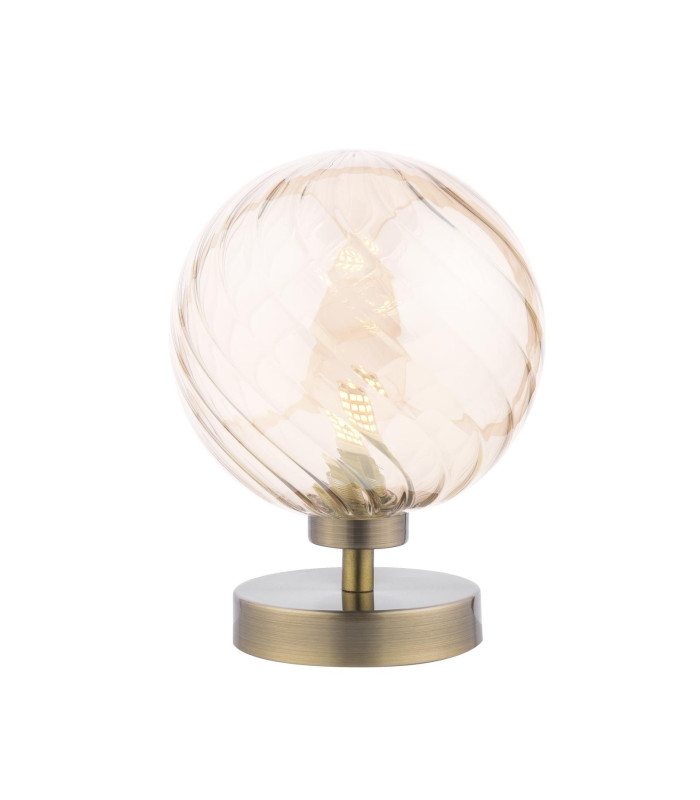 Esben Touch Table Lamp Antique Brass With Twisted Amber Glass