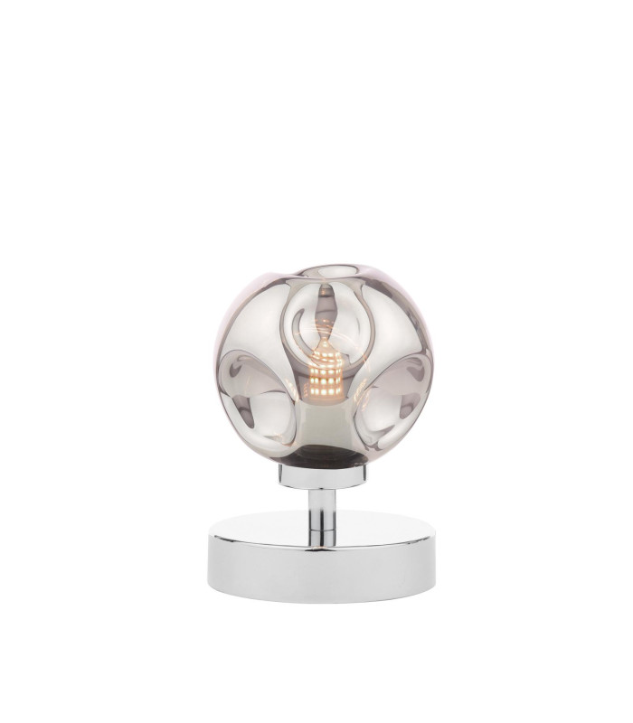 Esben Touch Table Lamp Polished Chrome With Closed Organic Smoked Glass