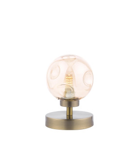 Esben Touch Table Lamp Antique Brass With Closed Organic Amber Glass