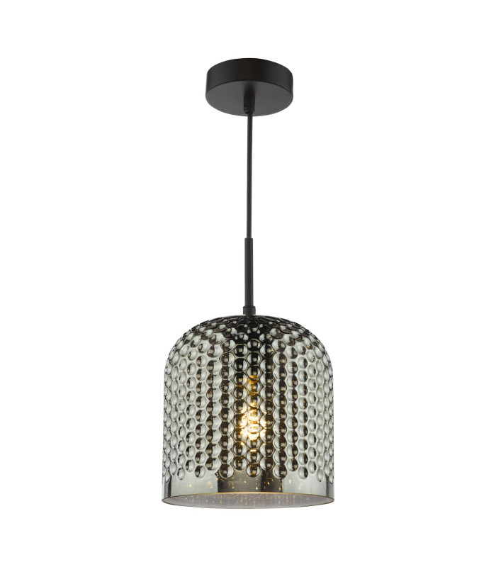 Esila Ceiling Pendant Matt Black and Smoked Glass-1