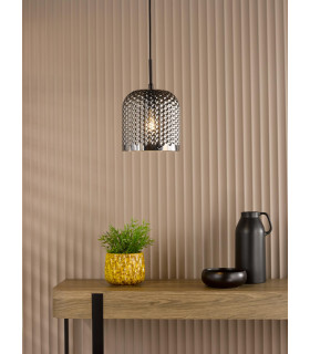 Esila Ceiling Pendant Matt Black and Smoked Glass-2