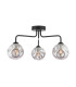 Feya 3 Light Semi Flush Ceiling Matt Black With Closed Organic Smoked Glass