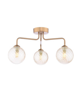 Feya 3 Light Semi-Flush Antique Bronze With Twisted Amber Glass