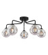 Feya 5 Light Semi Flush Ceiling Matt Black With Closed Organic Smoked Glass