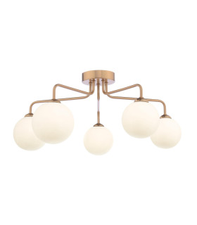 Feya 5 Light Semi-Flush Antique Bronze With Opal Glass