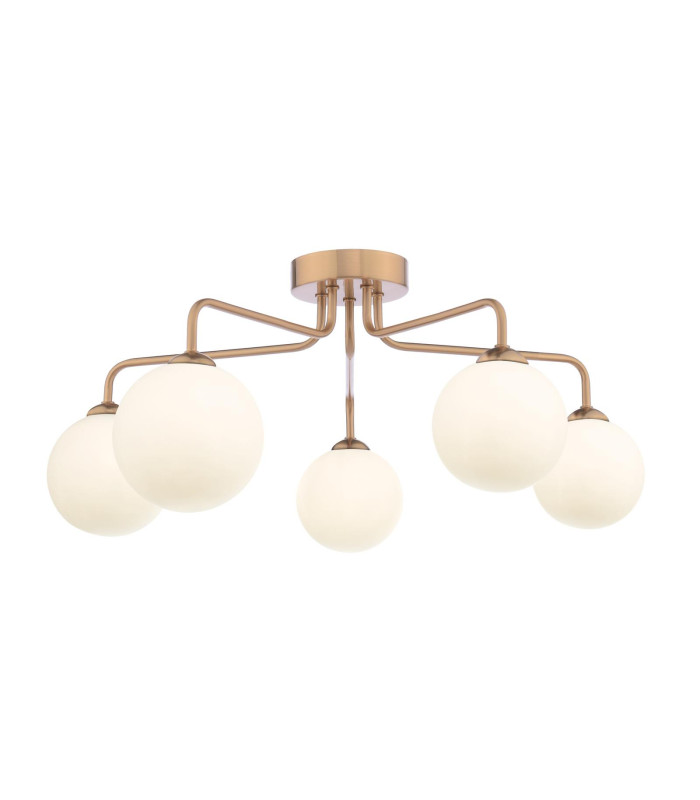 Feya 5 Light Semi-Flush Antique Bronze With Opal Glass