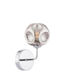 Feya Wall Light Polished Chrome With Closed Organic Smoked Glass