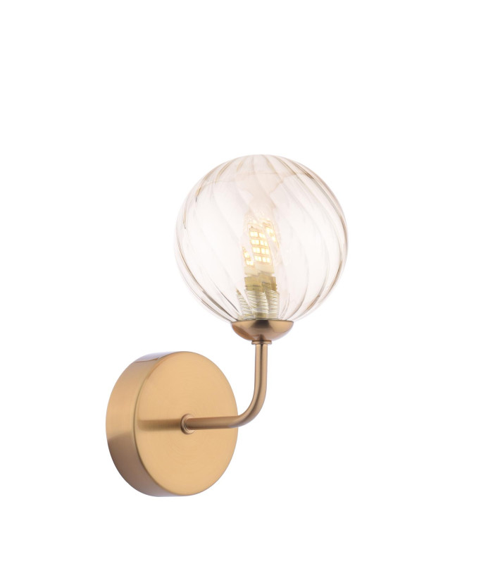 Feya Wall Light Antique Bronze With Twisted Amber Glass