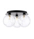 Foley 3 Light Flush Matt Black With Clear Dimpled Glass-1