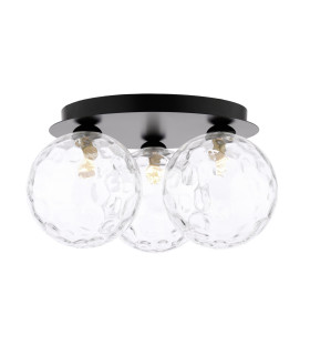 Foley 3 Light Flush Matt Black With Clear Dimpled Glass-1