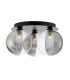 Foley 3 Light Flush Matt Black With Smoked/Clear Ribbed Glass-1