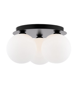 Foley 3 Light Flush Matt Black With Opal Glass-1