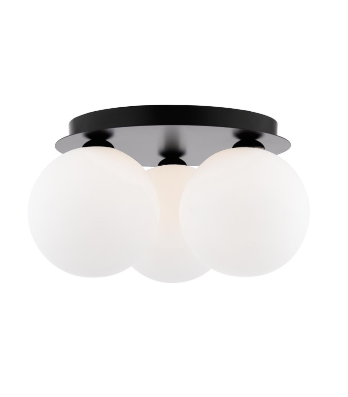 Foley 3 Light Flush Matt Black With Opal Glass-1