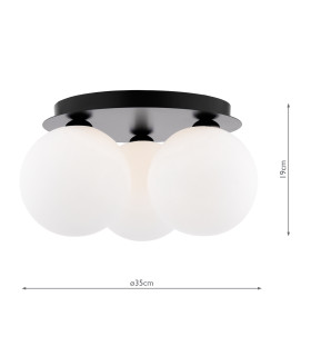 Foley 3 Light Flush Matt Black With Opal Glass-2