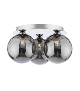 Foley 3 Light Flush Polished Chrome With Smoked Dimpled Glass-1