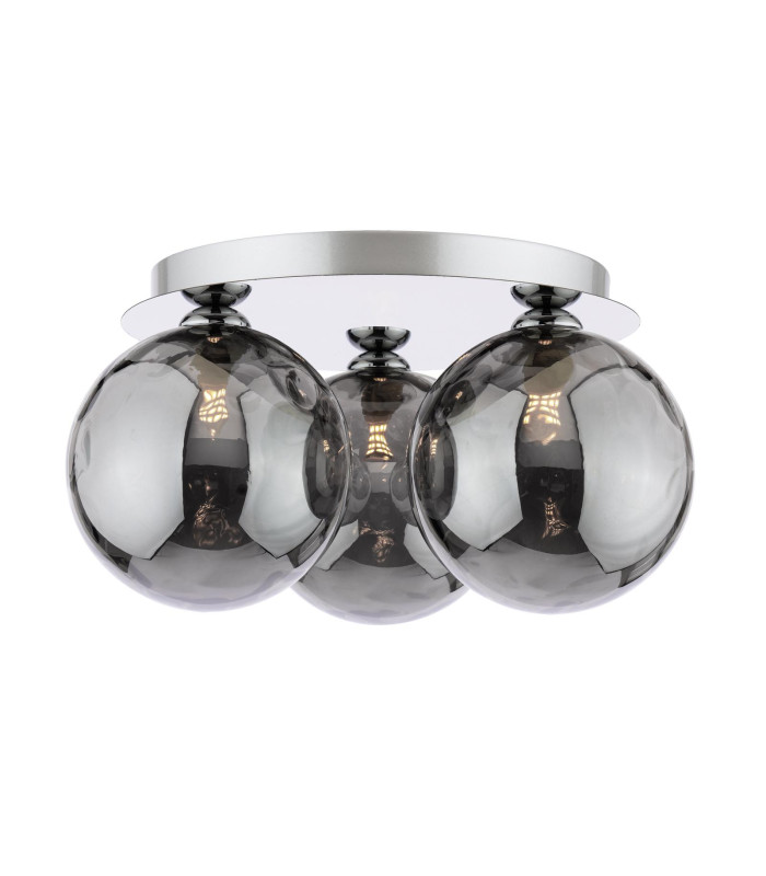 Foley 3 Light Flush Polished Chrome With Smoked Dimpled Glass-1