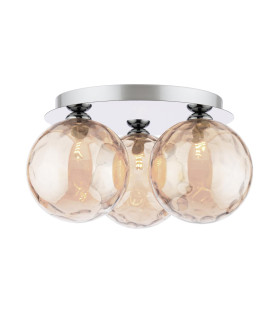 Foley 3 Light Flush Polished Chrome With Amber Dimpled Glass-1