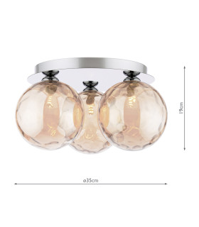 Foley 3 Light Flush Polished Chrome With Amber Dimpled Glass-2