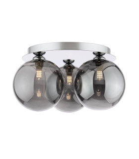 Foley 3 Light Flush Polished Chrome With Smoked Glass-1