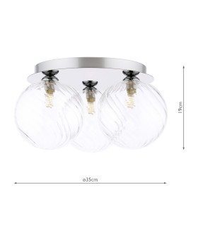 Foley 3 Light Flush Polished Chrome With Closed Glass-2